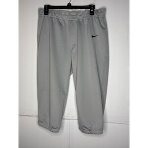 Nike Men Gray‎ Baseball Softball Pants Elastic Waist Knee Length Athletic L